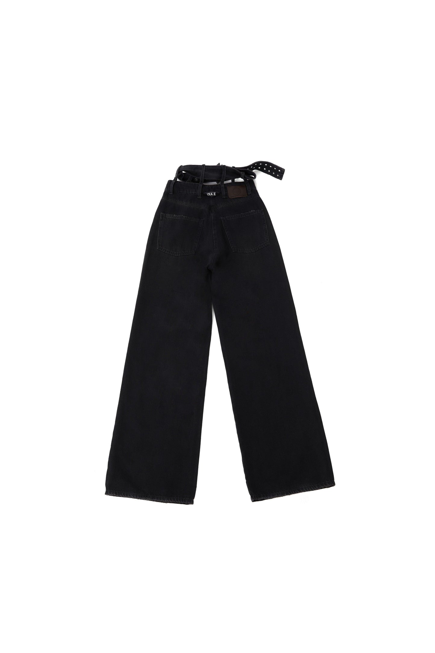 HIGH WAISTED BELT DETAILED JEANS - INK II